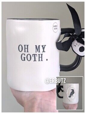 Rae Dunn OH MY GOTH Halloween Mug with Black Crow 🐦‍⬛, Double Sided